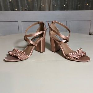 Pink Satin Steve Madden Block Heel Sandals
